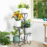 Gardening Accessories: 4-Tier Heavy Duty Plant Potted Stand Flower Planters Display Rack Outdoor Indoor