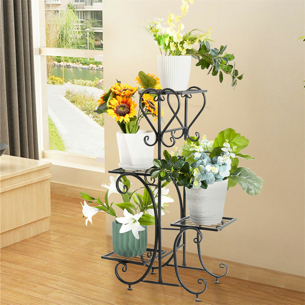 Gardening Accessories: 4-Tier Heavy Duty Plant Potted Stand Flower Planters Display Rack Outdoor Indoor