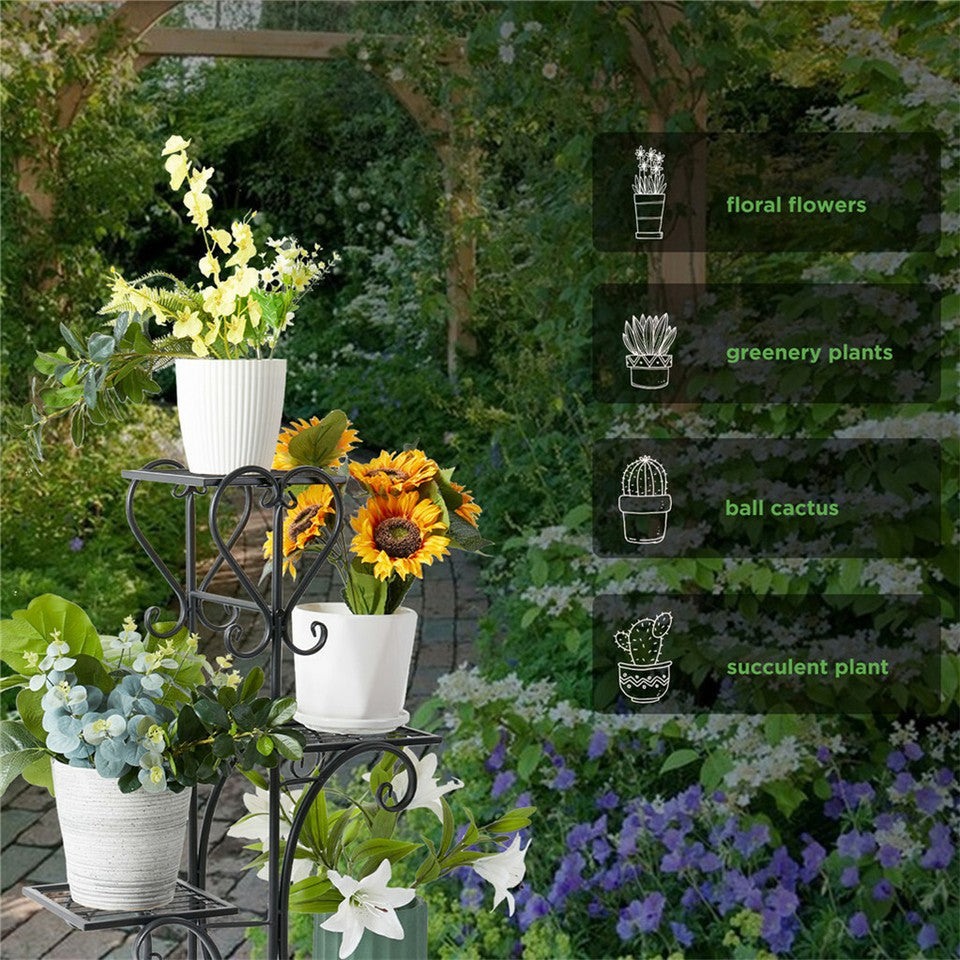 Gardening Accessories: 4-Tier Heavy Duty Plant Potted Stand Flower Planters Display Rack Outdoor Indoor