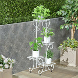 Gardening Accessories: Practical Plant Stand Wrought Iron Flower Pot Holder Corner Plant Shelf Organize