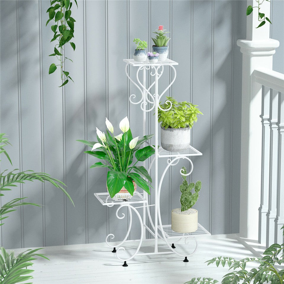 Gardening Accessories: Practical Plant Stand Wrought Iron Flower Pot Holder Corner Plant Shelf Organize