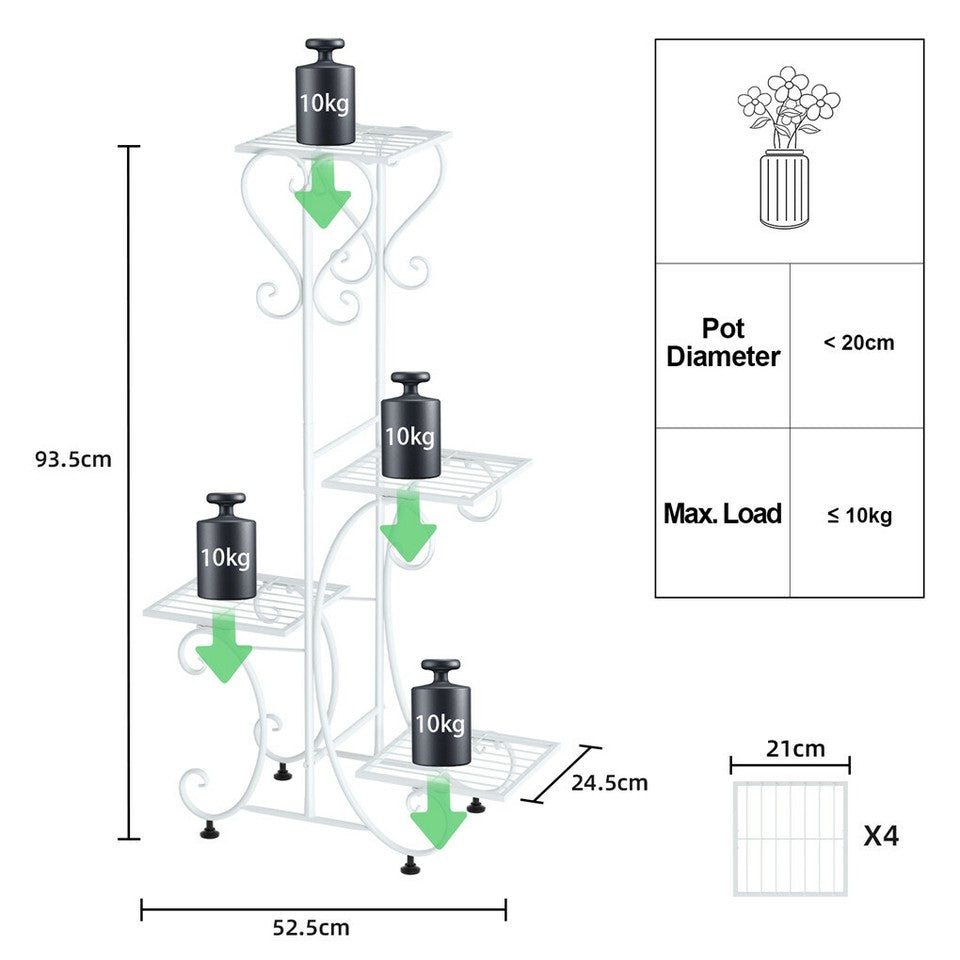 Gardening Accessories: Practical Plant Stand Wrought Iron Flower Pot Holder Corner Plant Shelf Organize