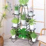 Pots, Planters & Accessories: Oversized Metal Plant Stand with 9-Tier Flower Display Shelves