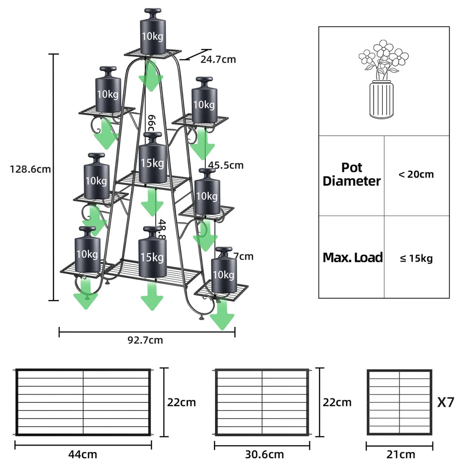 Oversized Metal Plant Stand with 9-Tier Flower Display Shelves