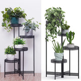 Pots, Planters & Accessories: 4Tier Foldable Corner Tall Plant Stand Metal Flower Display Rack Indoor Outdoor