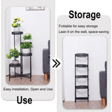Pots, Planters & Accessories: 4Tier Foldable Corner Tall Plant Stand Metal Flower Display Rack Indoor Outdoor