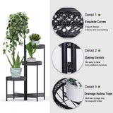 Pots, Planters & Accessories: 4Tier Foldable Corner Tall Plant Stand Metal Flower Display Rack Indoor Outdoor