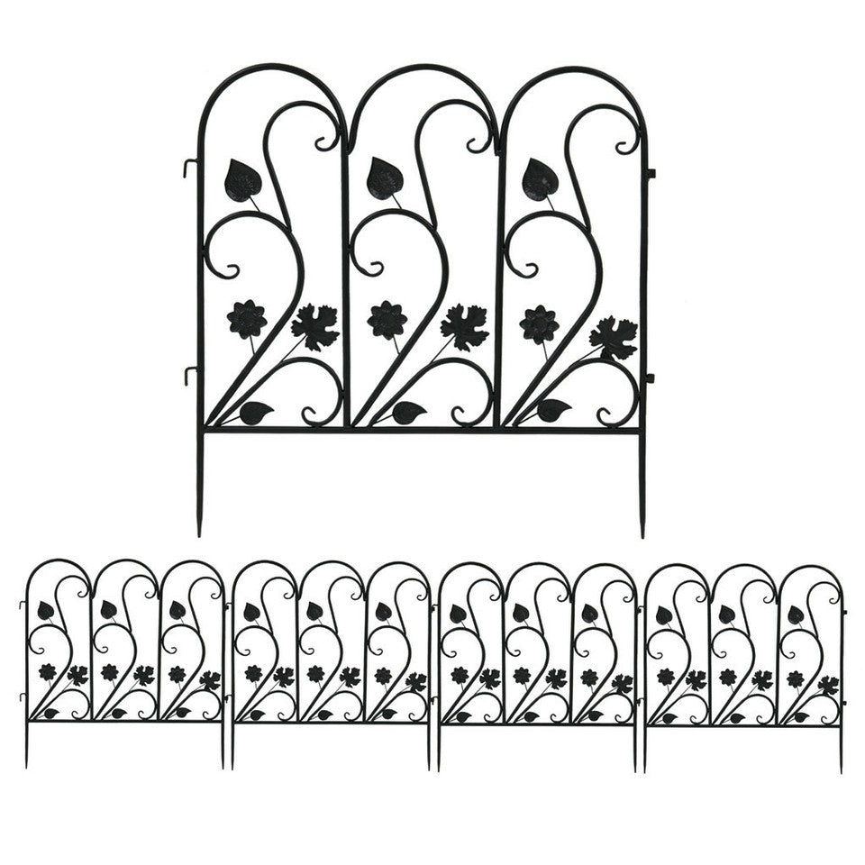 Garden Beds & Planters: 5-Piece Decorative Garden Fence Black Metal Wire Patio