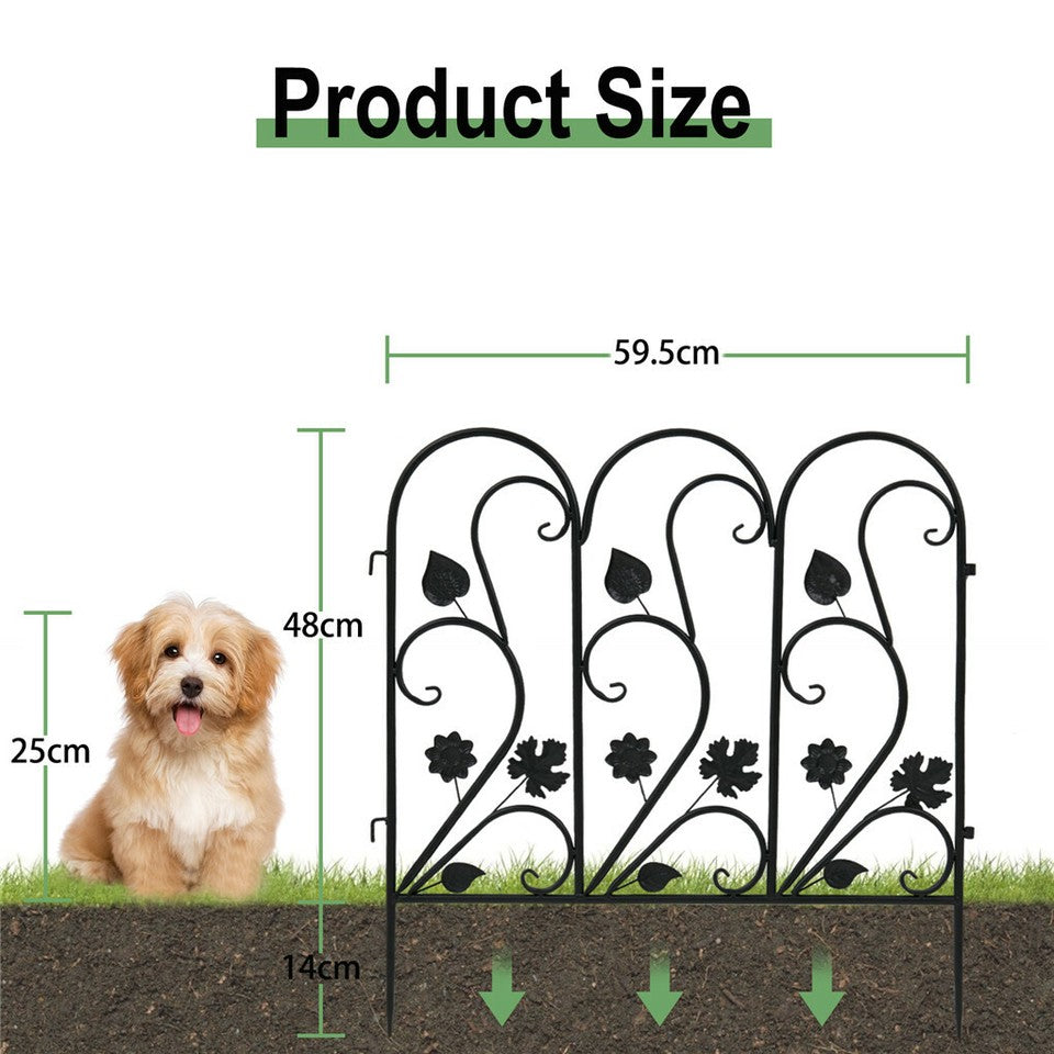 Garden Beds & Planters: 5-Piece Decorative Garden Fence Black Metal Wire Patio