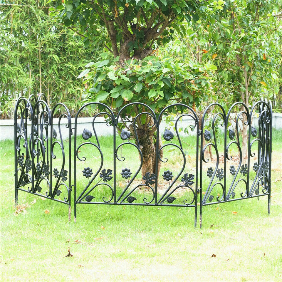 Garden Beds & Planters: 5-Piece Decorative Garden Fence Black Metal Wire Patio