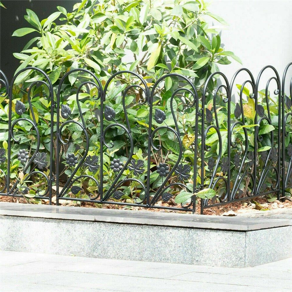 Garden Beds & Planters: 5-Piece Decorative Garden Fence Black Metal Wire Patio