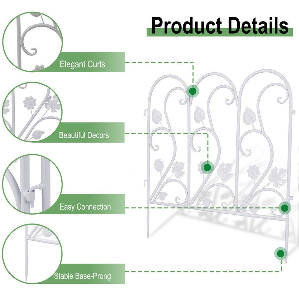 Garden Beds & Planters: 5PCS Decorative Garden Fence Folding Patio Fences Rustproof 59.5x62cm Landscape