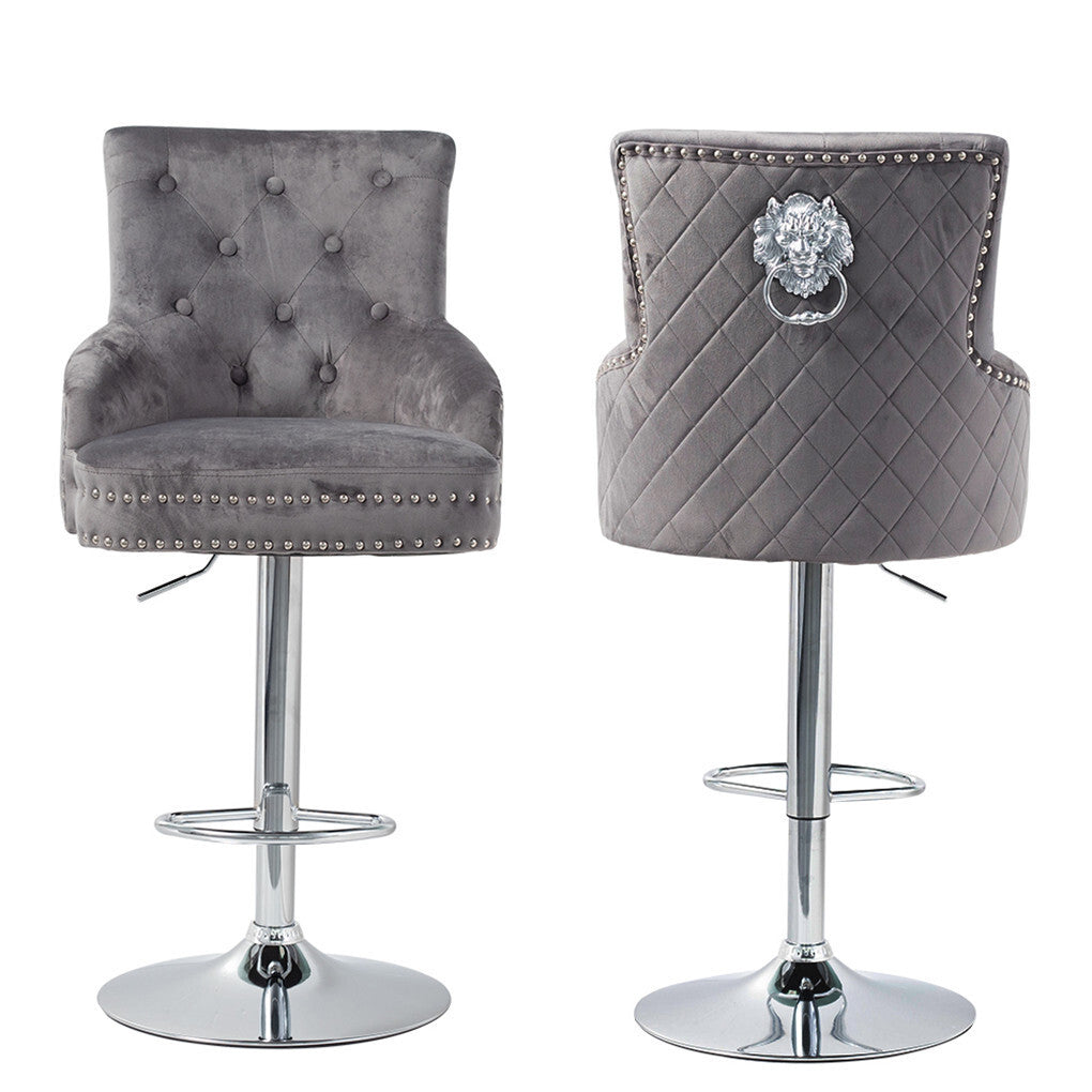 Table & Bar Stools: Elegant Swivel Bar Stool Velvet Airlift Counter Height Bar Kitchen Dining Chair