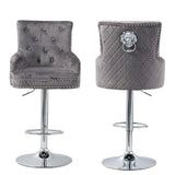 Table & Bar Stools: Elegant Swivel Bar Stool Velvet Airlift Counter Height Bar Kitchen Dining Chair