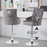 Table & Bar Stools: Elegant Swivel Bar Stool Velvet Airlift Counter Height Bar Kitchen Dining Chair
