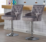 Table & Bar Stools: Elegant Swivel Bar Stool Velvet Airlift Counter Height Bar Kitchen Dining Chair