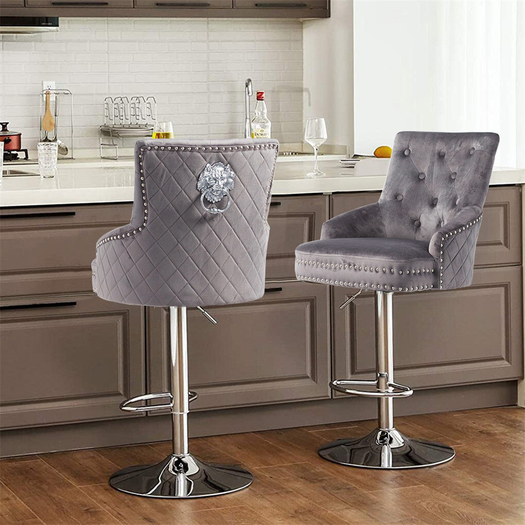Table & Bar Stools: Elegant Swivel Bar Stool Velvet Airlift Counter Height Bar Kitchen Dining Chair