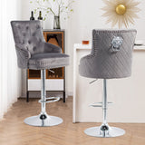 Table & Bar Stools: Elegant Swivel Bar Stool Velvet Airlift Counter Height Bar Kitchen Dining Chair