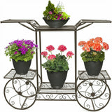 Gardening Accessories: 6 Tiers Garden Cart Stand & Flower Pot Plant Holder Display Rack Parisian Style