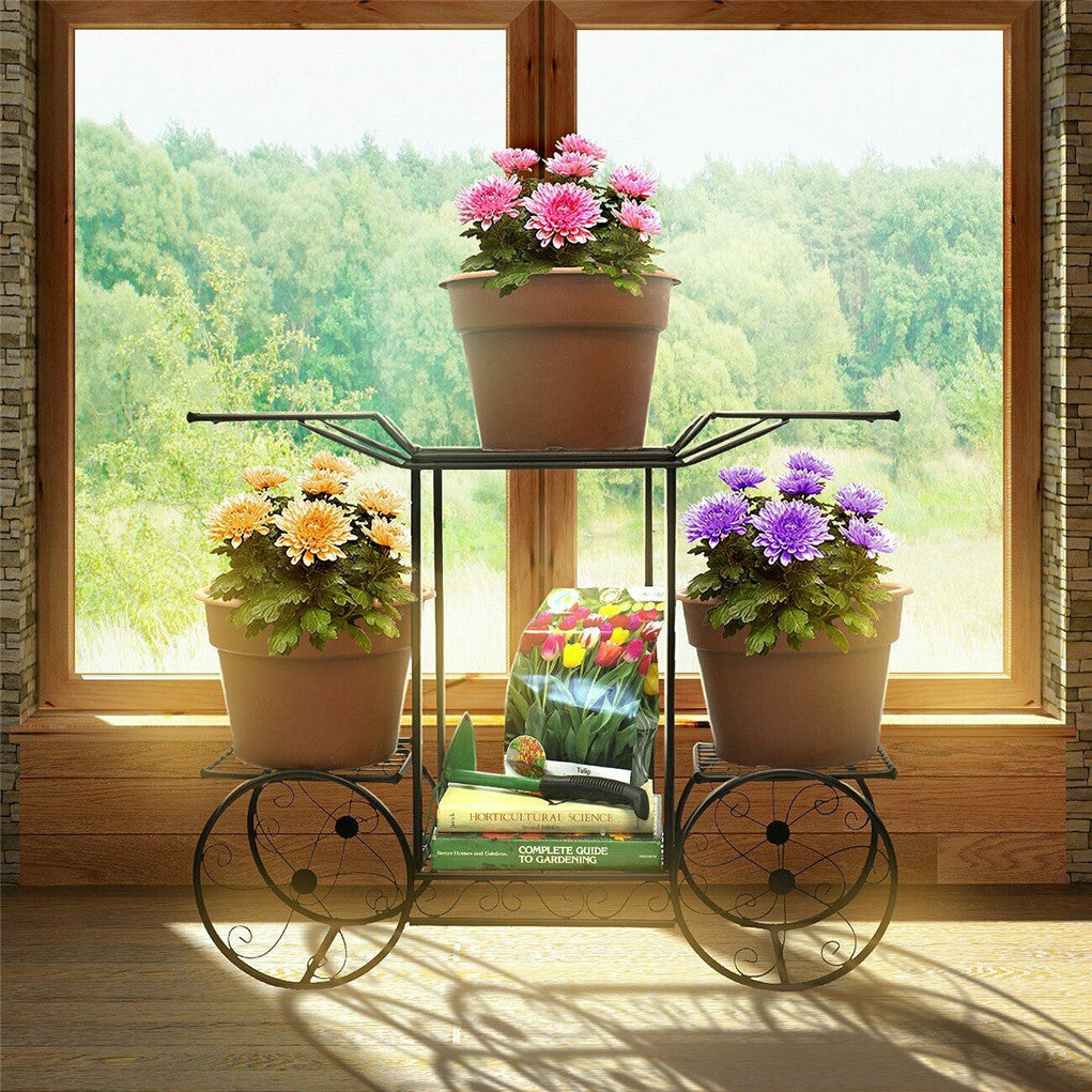 Gardening Accessories: 6 Tiers Garden Cart Stand & Flower Pot Plant Holder Display Rack Parisian Style