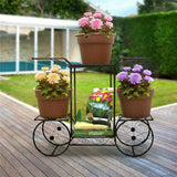Gardening Accessories: 6 Tiers Garden Cart Stand & Flower Pot Plant Holder Display Rack Parisian Style