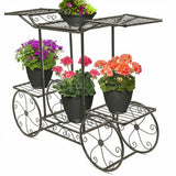 Gardening Accessories: 6 Tiers Garden Cart Stand & Flower Pot Plant Holder Display Rack Parisian Style