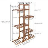 Gardening Accessories: Fin Xxl Carbonized Wood Plant Stand 11 Pots Bonsai Display Shelf Flower Rack Corner