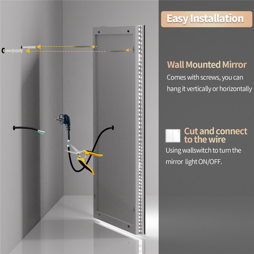 Mirrors: LED Bathroom Mirror with Anti-Fog & Adjustable Lighting