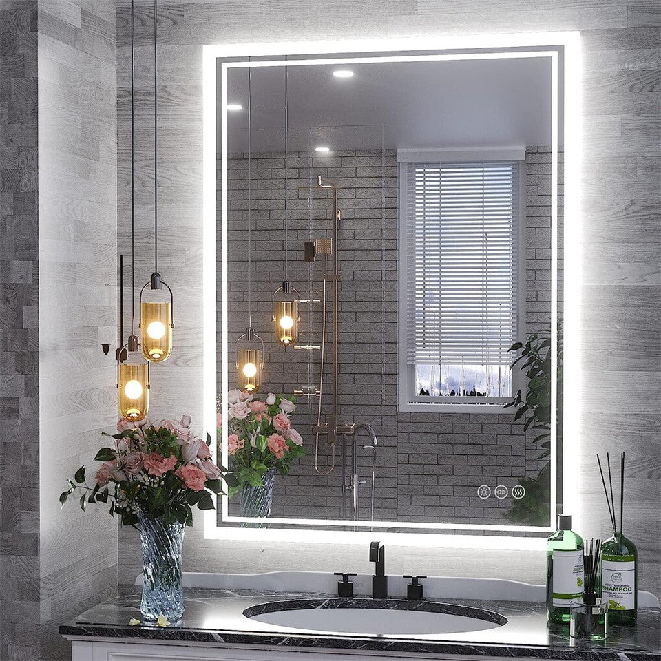 Mirrors: LED Anti-Fog Wall-Mounted Bathroom Mirror