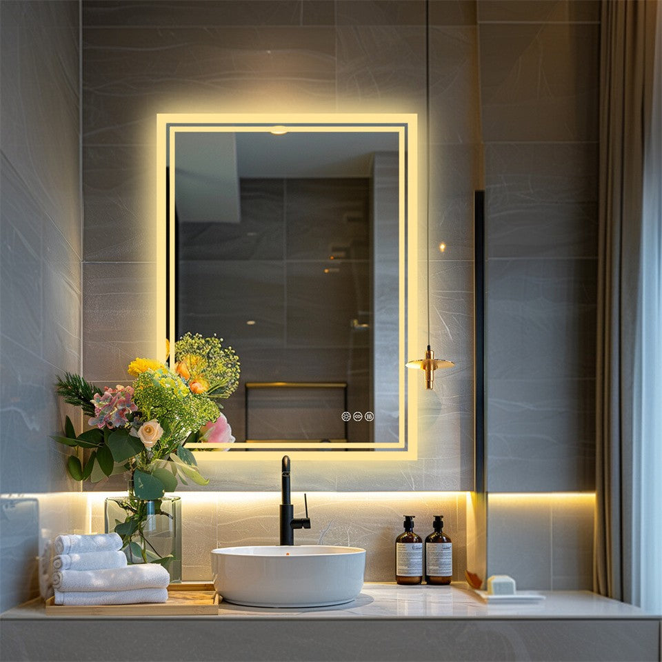 Mirrors: LED Anti-Fog Wall-Mounted Bathroom Mirror