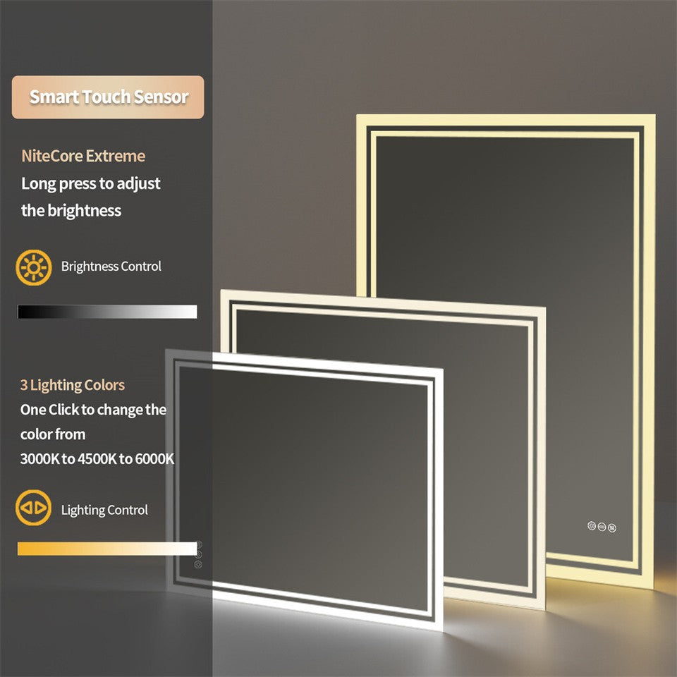 Mirrors: LED Anti-Fog Wall-Mounted Bathroom Mirror
