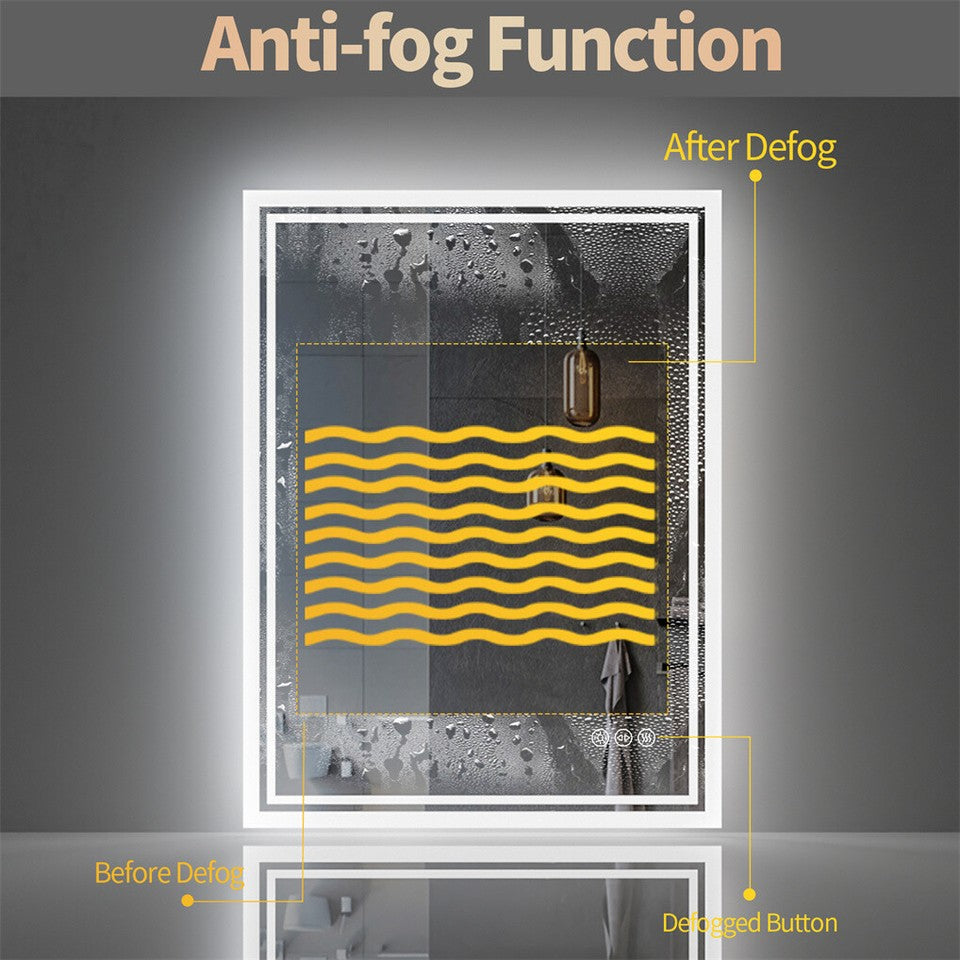 Mirrors: LED Anti-Fog Wall-Mounted Bathroom Mirror