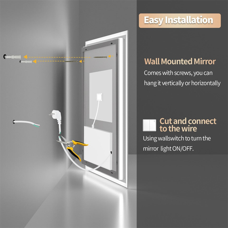 Mirrors: LED Anti-Fog Wall-Mounted Bathroom Mirror