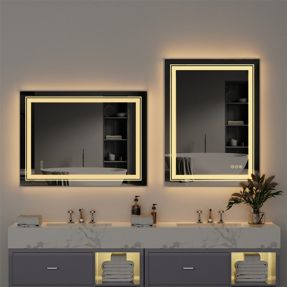 Mirrors: 900*700MM Dimmable LED Bathroom Mirror Antifog Wall Mounted Vanity Makeup Mirror
