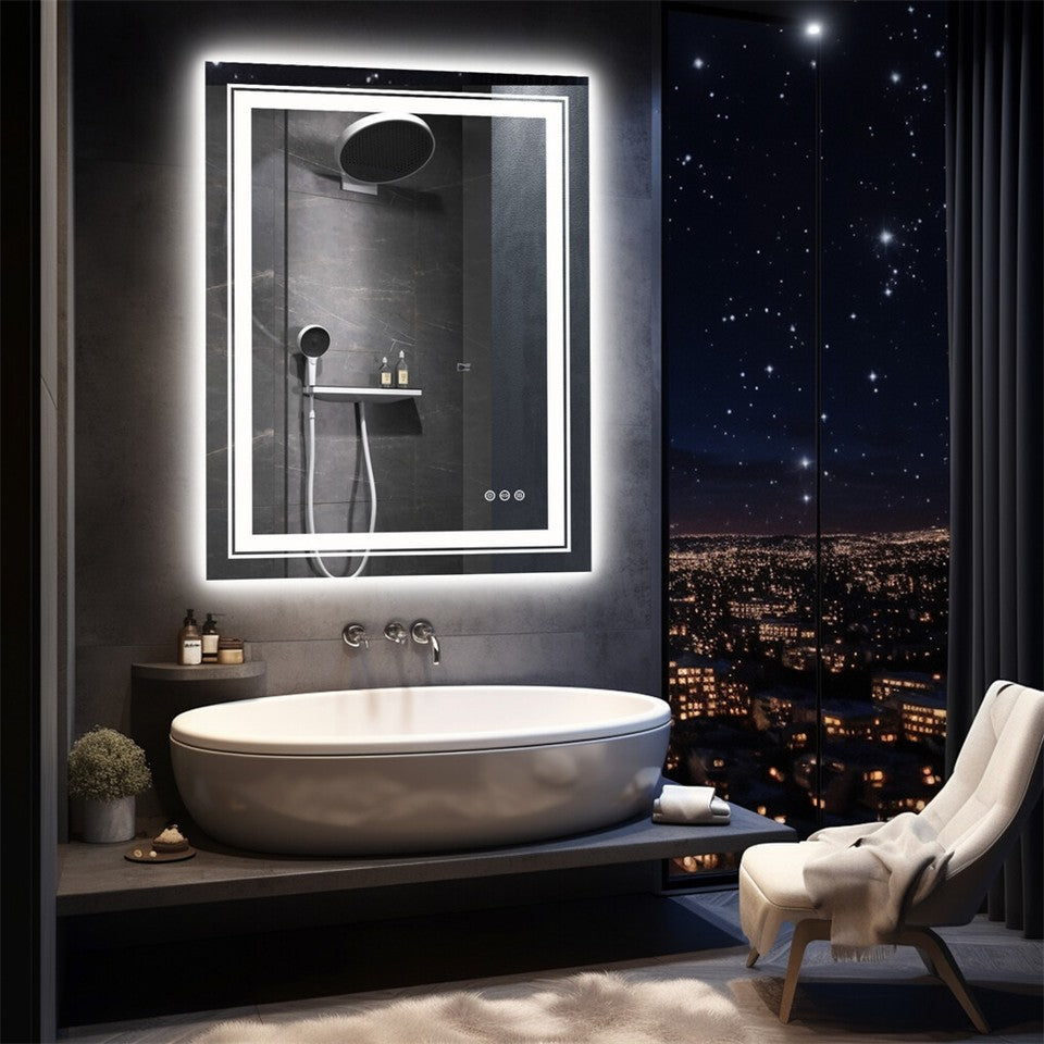 Mirrors: 900*700MM Dimmable LED Bathroom Mirror Antifog Wall Mounted Vanity Makeup Mirror