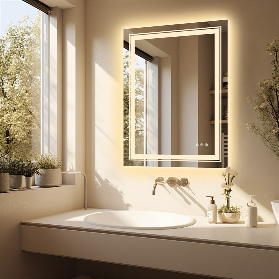 Mirrors: 900*700MM Dimmable LED Bathroom Mirror Antifog Wall Mounted Vanity Makeup Mirror