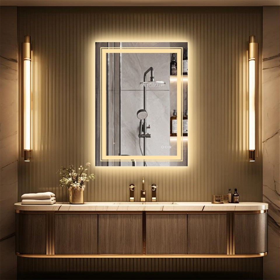 Mirrors: 900*700MM Dimmable LED Bathroom Mirror Antifog Wall Mounted Vanity Makeup Mirror