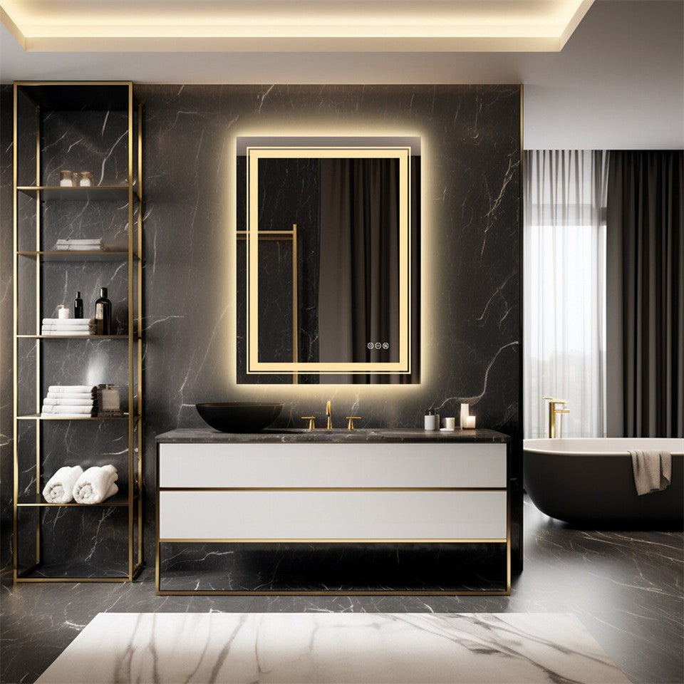 Mirrors: 900*700MM Dimmable LED Bathroom Mirror Antifog Wall Mounted Vanity Makeup Mirror