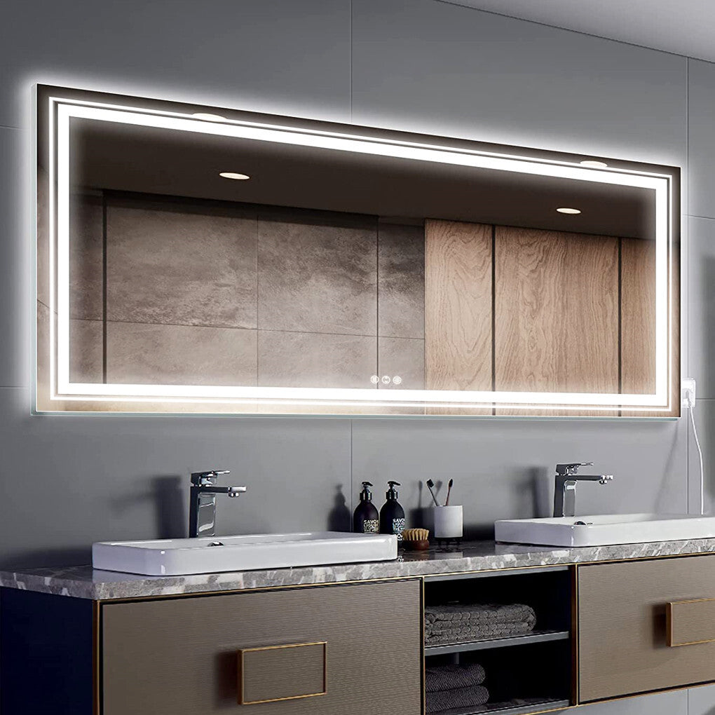 Mirrors: 1.83M Oversize Dual Light Bathroom Mirror Super Anti-Fog Makeup Dressing Mirror
