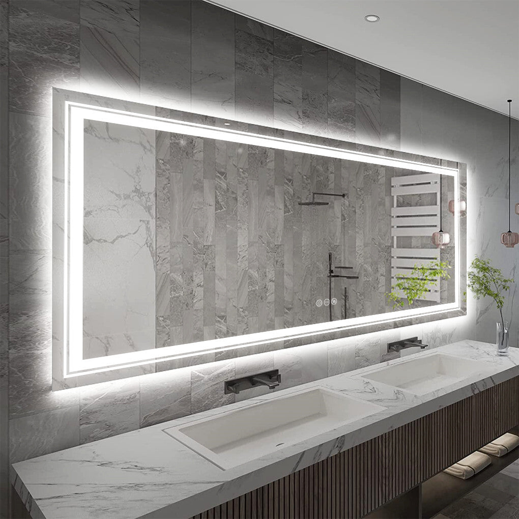 Mirrors: 1.83M Oversize Dual Light Bathroom Mirror Super Anti-Fog Makeup Dressing Mirror
