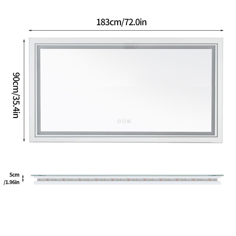 Mirrors: 1.83M Oversize Dual Light Bathroom Mirror Super Anti-Fog Makeup Dressing Mirror