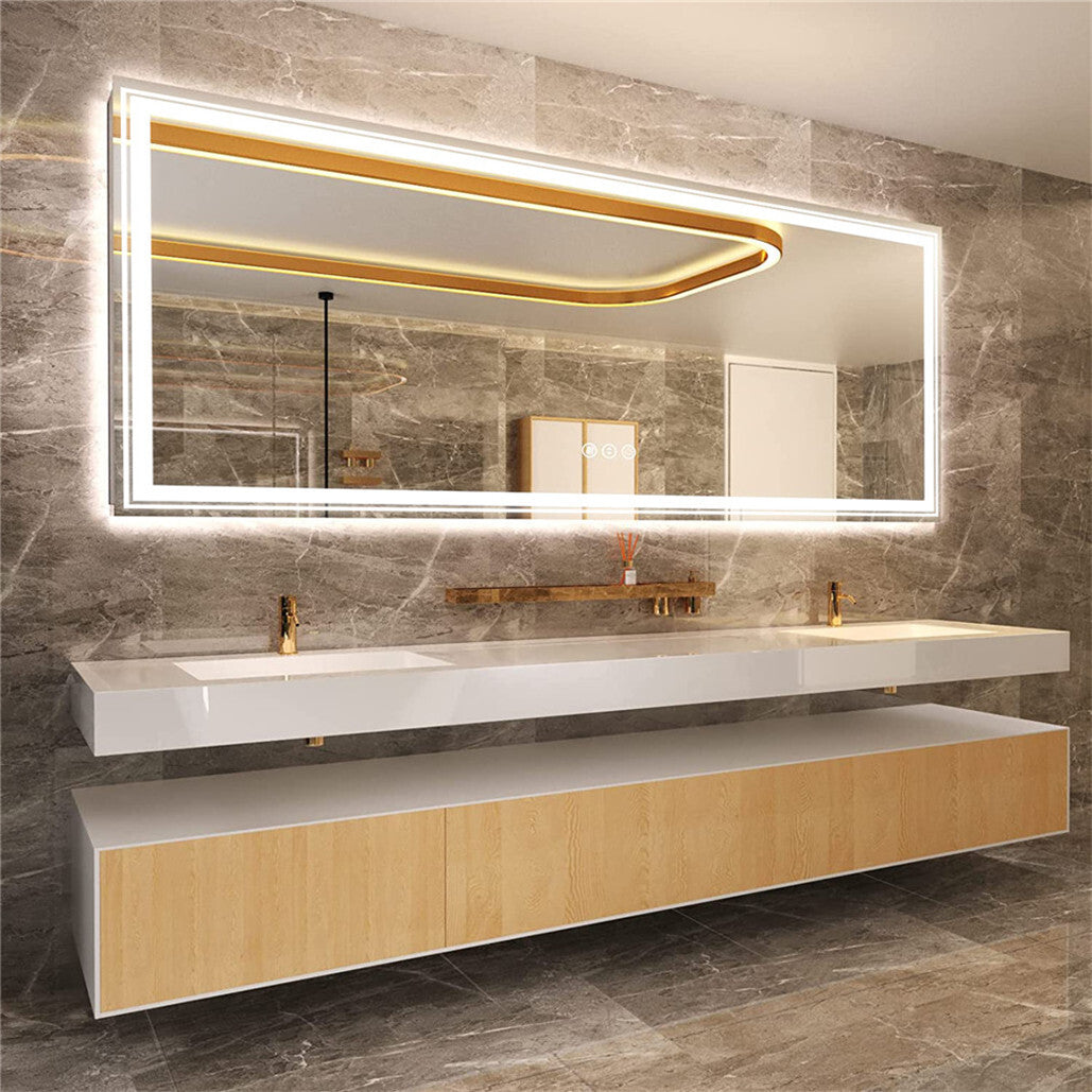 Mirrors: 1.83M Oversize Dual Light Bathroom Mirror Super Anti-Fog Makeup Dressing Mirror