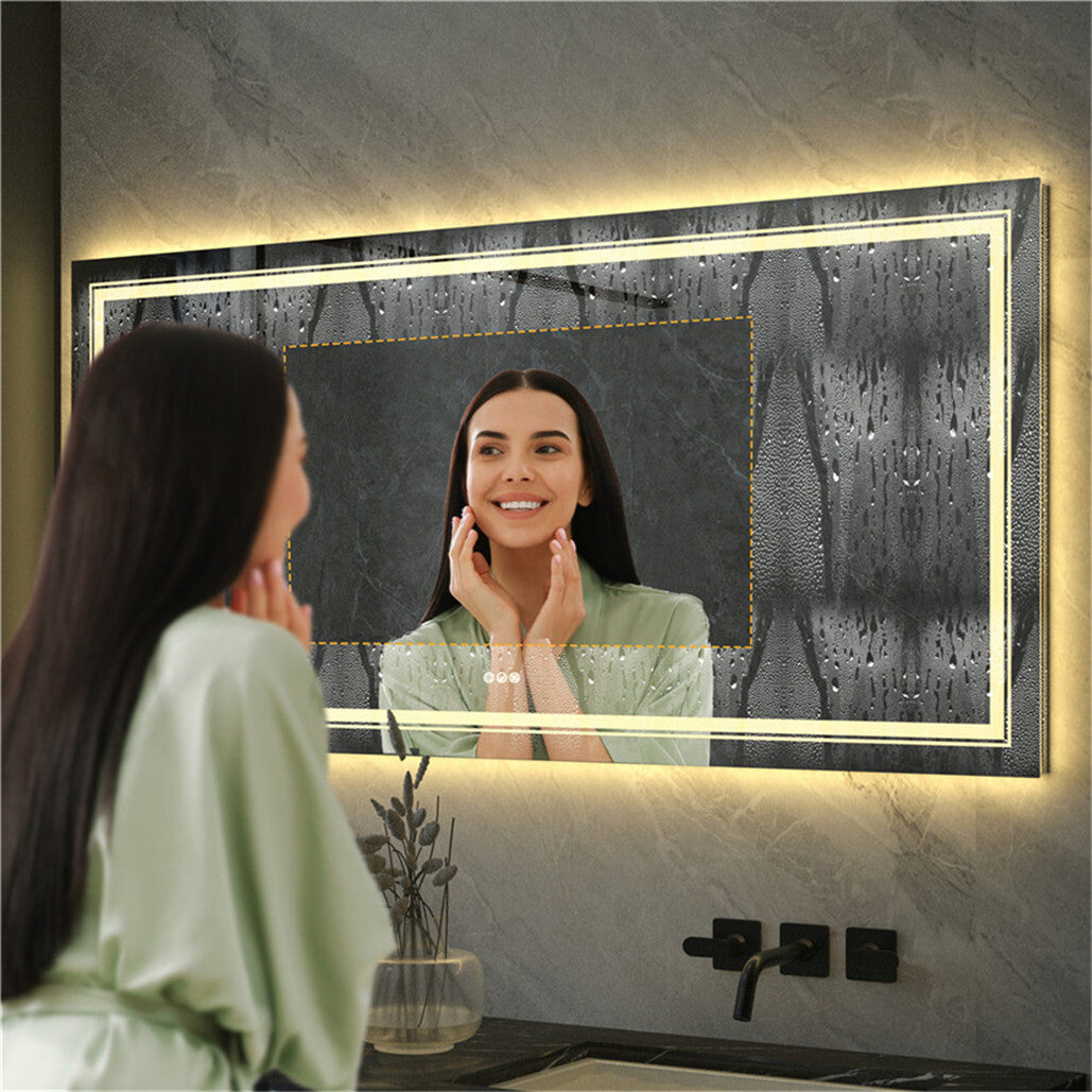 Mirrors: 1.83M Oversize Dual Light Bathroom Mirror Super Anti-Fog Makeup Dressing Mirror