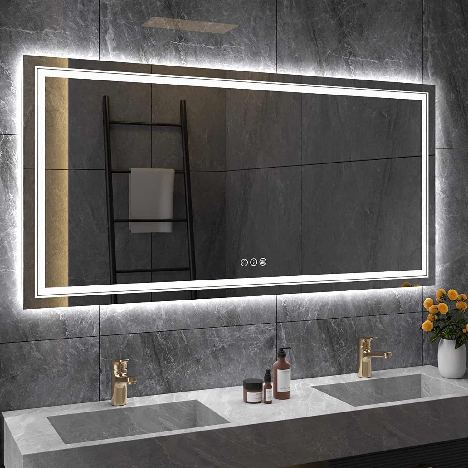 Mirrors: Fin 1200X800Mm Led Front Backlit Bathroom Mirror Fogless Anti-Aging Premium Hd Glass