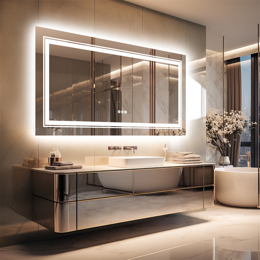 Mirrors: Fin 1200X800Mm Led Front Backlit Bathroom Mirror Fogless Anti-Aging Premium Hd Glass