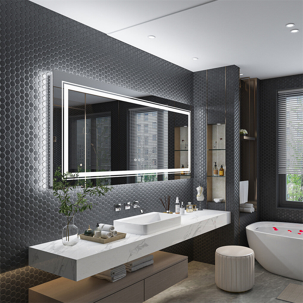 Mirrors: Fin 1200X800Mm Led Front Backlit Bathroom Mirror Fogless Anti-Aging Premium Hd Glass