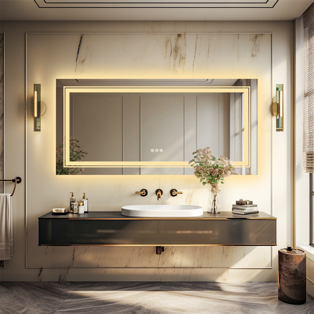 Mirrors: Fin 1200X800Mm Led Front Backlit Bathroom Mirror Fogless Anti-Aging Premium Hd Glass