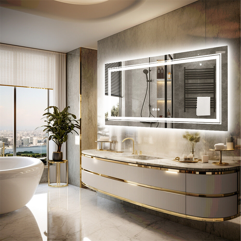 Mirrors: Fin 1200X800Mm Led Front Backlit Bathroom Mirror Fogless Anti-Aging Premium Hd Glass