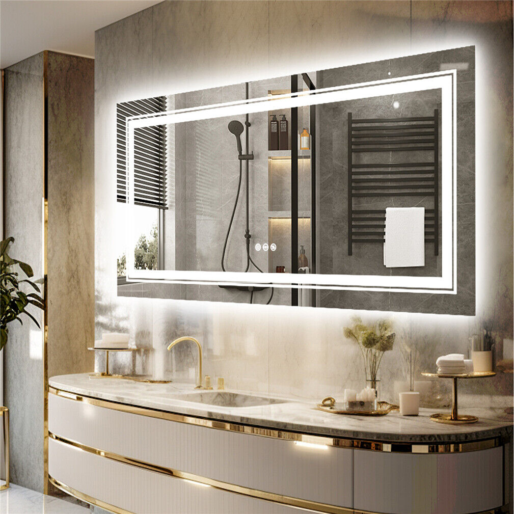 Mirrors: Anti-Fog LED Bathroom Mirror with 2-Way Mount