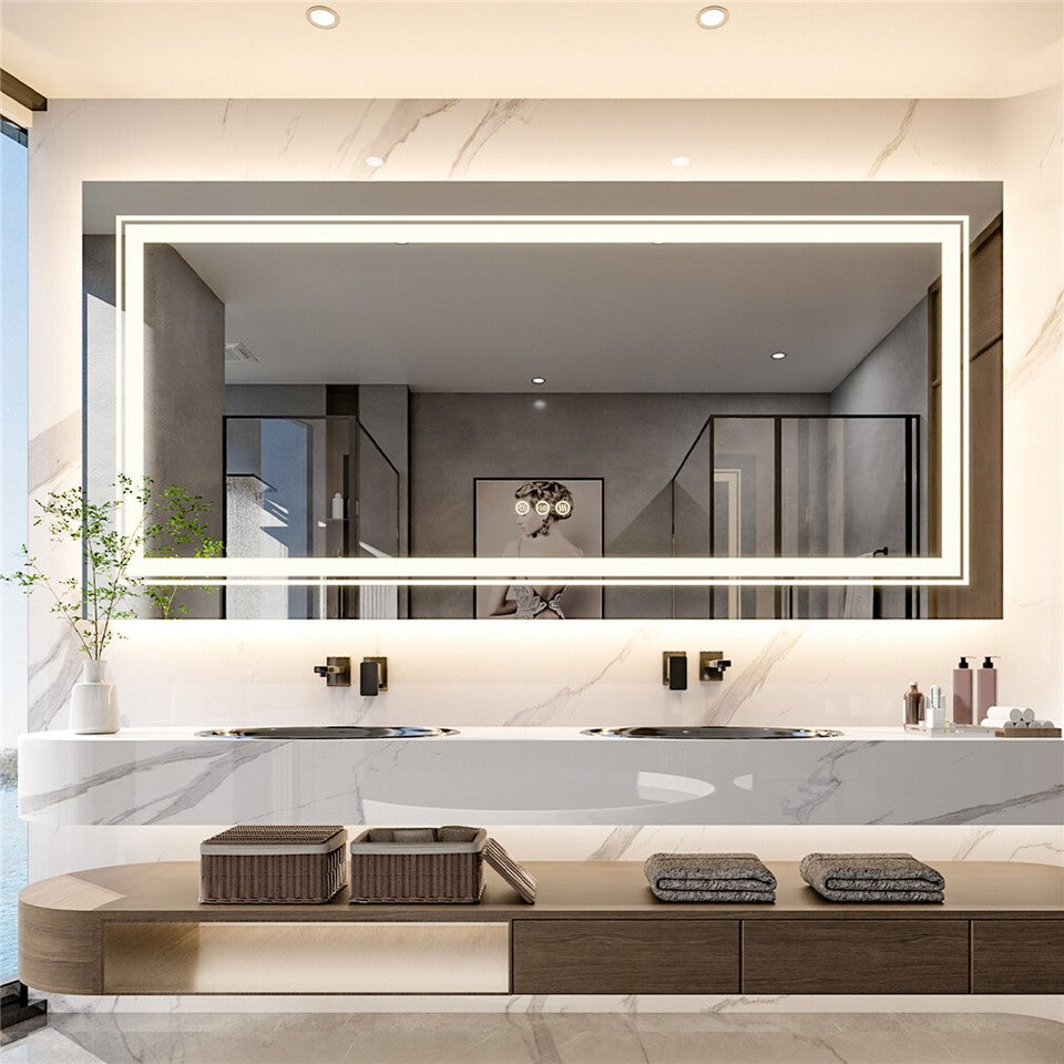 Mirrors: Anti-Fog LED Bathroom Mirror with 2-Way Mount